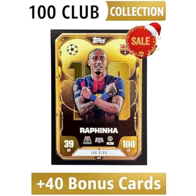 rayihni RAPHINHA (BARCELONA) +40 BONUS CARDS  100 CLUB  MATCH ATTAX 2025/2026 (25/26)  RARE FOOTBALL TRADING CARD - Image 1